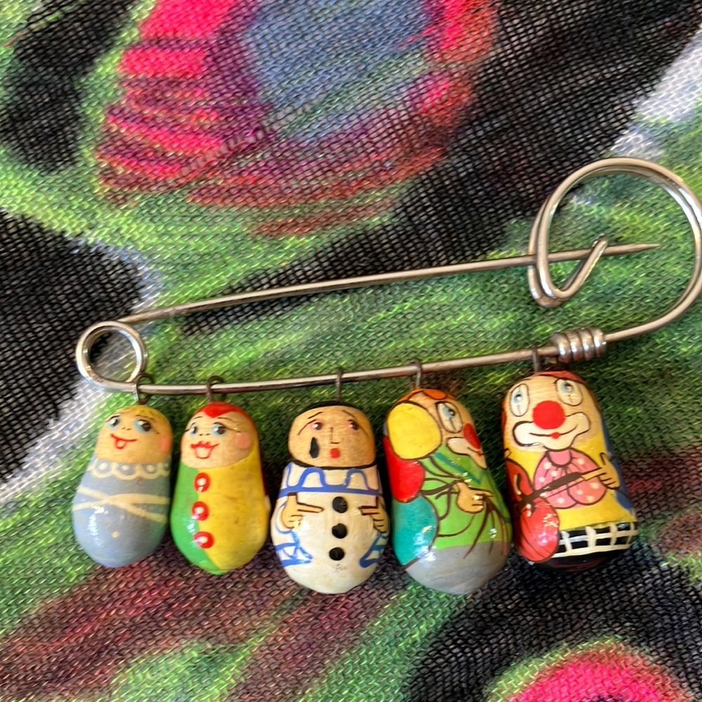 Adorable Clown 🤡 Nesting Dolls 🪆 Brooch